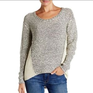 Razzle Dazzle Knitted Pullover Sweater Ivory Gray Long Sleeve Women S/P High-Low